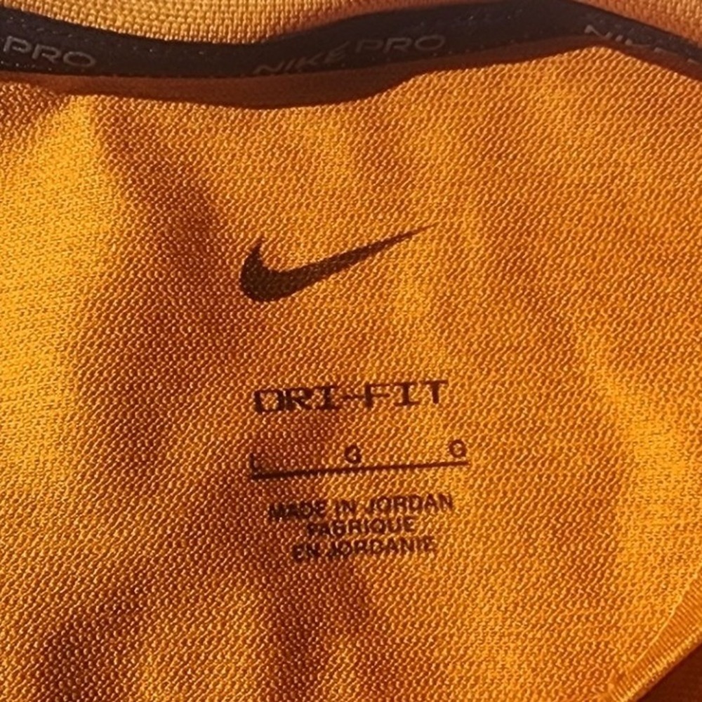 Nike Pro Dri-FIT Mens Large Short Sleeve Training Shirt Orange Yellow Mustard - Picture 5 of 6